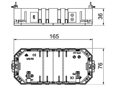 Mazeichnung 1 OBO UT3 Universaltraeger fuer Modul45 Einbau