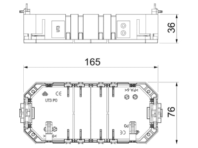 Mazeichnung 2 OBO UT3 Universaltraeger fuer Modul45 Einbau