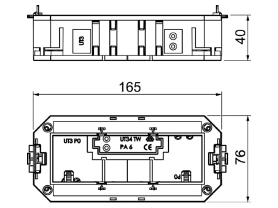 Mazeichnung 1 OBO UT3 45 3 Universaltraeger fuer 3 Modul45 Geraete