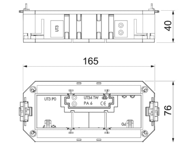 Mazeichnung 2 OBO UT3 45 3 Universaltraeger fuer 3 Modul45 Geraete