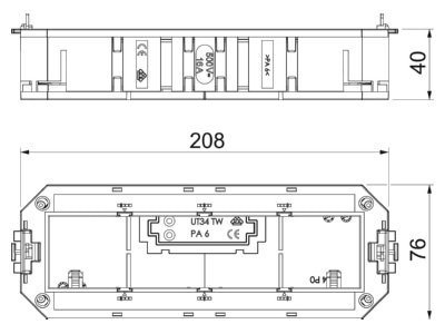 Mazeichnung 1 OBO UT4 45 4 Universaltraeger fuer 4 Modul45 Geraete