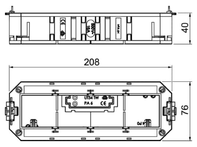 Mazeichnung 2 OBO UT4 45 4 Universaltraeger fuer 4 Modul45 Geraete