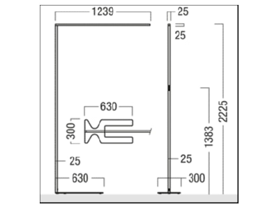 Dimensional drawing Zumtobel LINETIK S  42184484 Floor lamp 1x69W LED not exchangeable LINETIK S 42184484