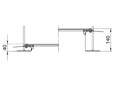 Dimensional drawing OBO OKA G20040140  2 4m  Underfloor duct flush open 200mm