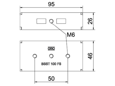 Mazeichnung OBO BSST 100 FS Symmetrische Bodenstuetze Traverse Breite100mm