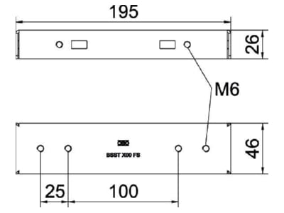 Dimensional drawing OBO BSST 200 FS Wall   ceiling bracket for cable tray