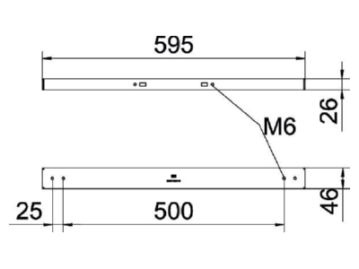 Masszeichnung OBO BSST 600 FS Symmetrische Bodenstuetze Breite 600 mm