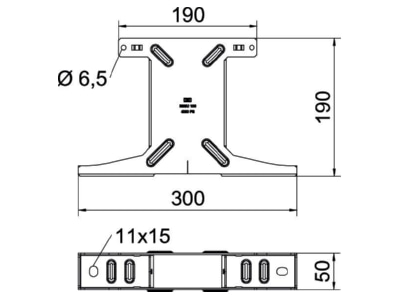 Mazeichnung OBO BSSU 190 4060 FS Symmetrische Bodenstuetze bis Breite 600