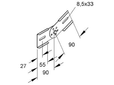 Dimensional drawing Niedax KGV 60 S Corner joint for cable tray