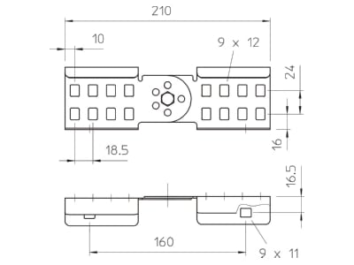 Mazeichnung 1 OBO LGVG 60 FS Gelenkverbinder fuer Kabelleiter