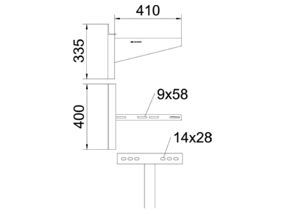 Dimensional drawing 1 OBO AWSS 41 FT Wall bracket for cable support 50x335mm
