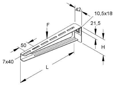 Dimensional drawing Niedax KTAM 400 E5 Wall  and profile console