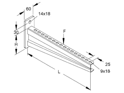 Dimensional drawing Niedax KTAS 1000 Wall  and profile console