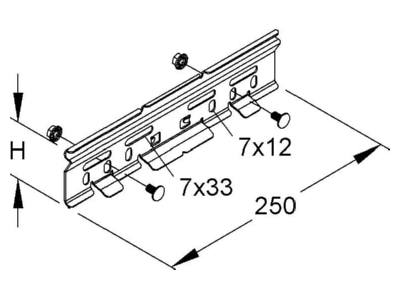 Dimensional drawing Niedax RVC 60 2 Longitudinal joint for cable tray