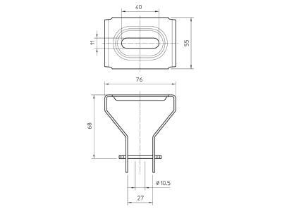 Dimensional drawing 2 OBO DBV FS Ceiling bracket for cable tray