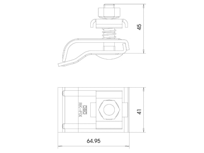 Mazeichnung 1 OBO RK FIX Rinnenklemme mit Feder