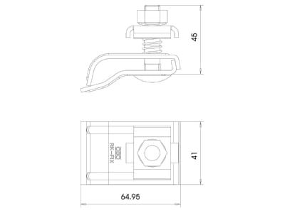 Mazeichnung 2 OBO RK FIX Rinnenklemme mit Feder