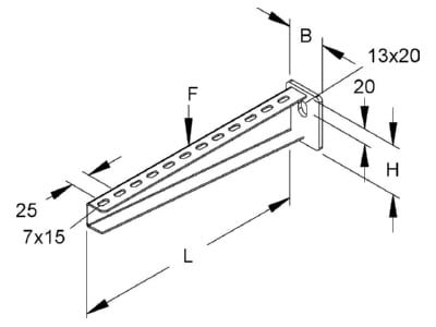 Mazeichnung Niedax KTA 500 E5 Wandausleger