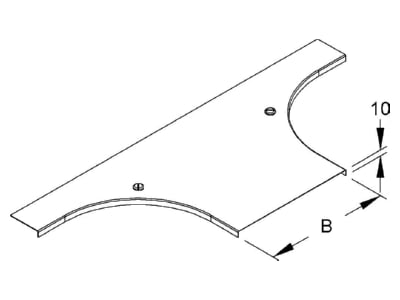 Dimensional drawing 2 Niedax RTADV 600 F Add on tee cover for cable tray 604mm