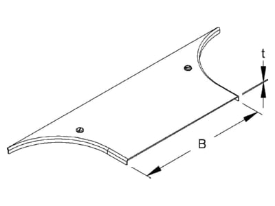 Dimensional drawing Niedax RTADVS 500 Add on tee cover for cable tray 505mm