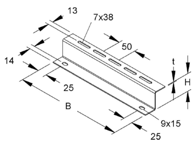 Mazeichnung Niedax RZP 50 600 Distanzprofile