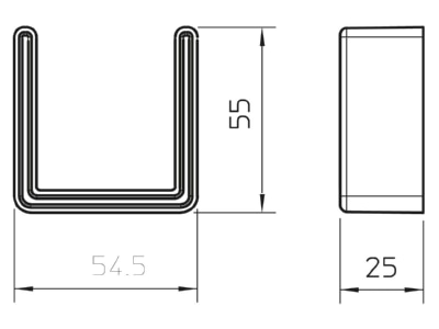 Dimensional drawing 2 OBO US 5 KS OR End capforU profile 25mm