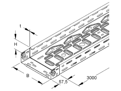 Mazeichnung Niedax RLVC 60 100 E3 Kabelrinne Edelstahl