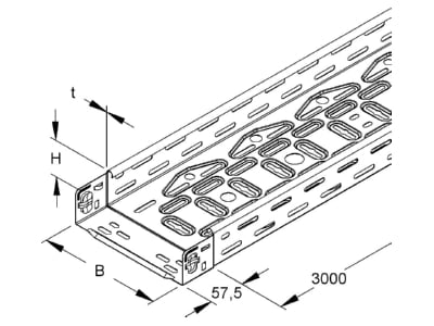 Mazeichnung Niedax RLVC 60 200 E3 Kabelrinne Edelstahl