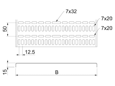 Dimensional drawing 1 OBO MKR 15 100 A2 Cable tray 15x100mm
