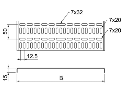 Dimensional drawing 2 OBO MKR 15 100 A2 Cable tray 15x100mm