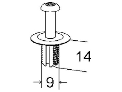 Dimensional drawing Niedax DF M Rivet for slotted cable trunk 9mm