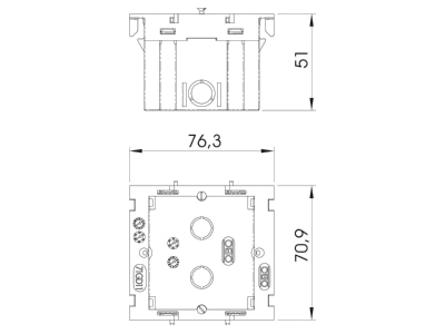 Mazeichnung 1 OBO 71GD11 Geraeteeinbaudose 1fach 71x76x51mm