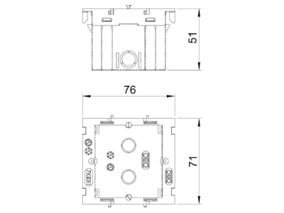 Mazeichnung 2 OBO 71GD11 Geraeteeinbaudose 1fach 71x76x51mm