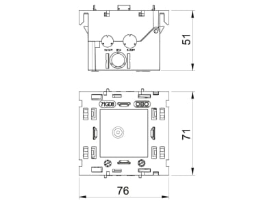 Mazeichnung 1 OBO 71GD8 2 Geraeteeinbaudose 1fach 71x76x51mm gr