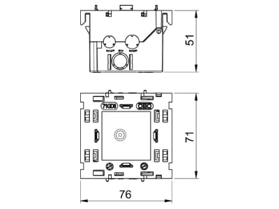 Mazeichnung 2 OBO 71GD8 2 Geraeteeinbaudose 1fach 71x76x51mm gr
