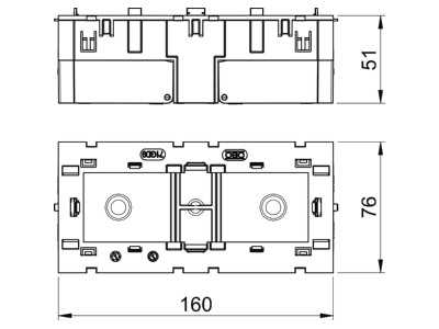 Mazeichnung 2 OBO 71GD9 2 Geraeteeinbaudose 3fach 160x76x51mm gr