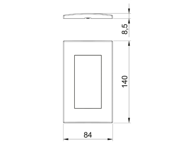 Dimensional drawing 1 OBO AR45 F2 RW Frame 2 gang white
