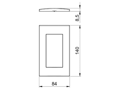 Dimensional drawing 2 OBO AR45 F2 RW Frame 2 gang white