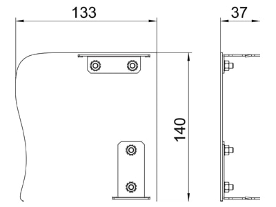 Dimensional drawing 1 OBO GAD EL Swing EL End piece for device mount wireway
