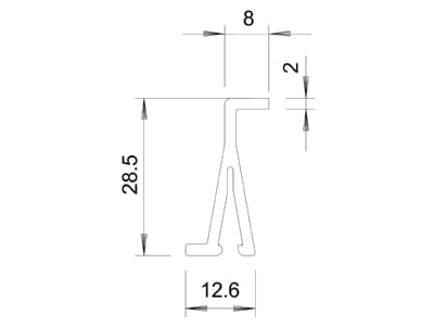 Dimensional drawing 1 OBO WDKH TW40LGR Divider profile for wireway
