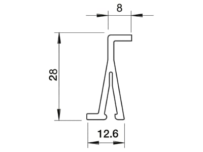 Dimensional drawing 2 OBO WDKH TW40LGR Divider profile for wireway