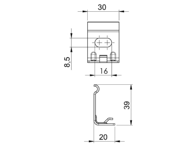 Mazeichnung 2 OBO WH GRM35 FT Wandhalter 35x50mm