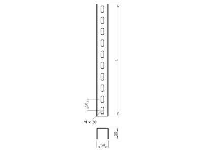 Mazeichnung 1 OBO US 5 60 A2 U Stiel 50x50x600mm