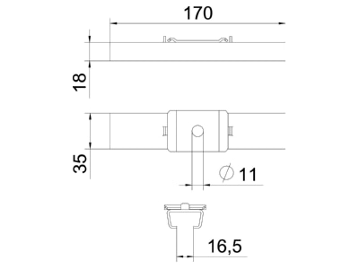 Dimensional drawing 2 OBO GMS 170 A4 Supporting profile for cable tray GMS 170 VA4404