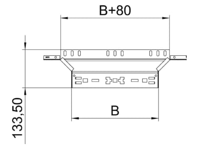 Dimensional drawing 1 OBO RAAM 660 FS Add on tee for cable tray  solid wall 
