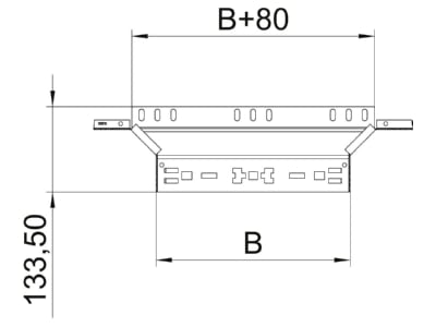 Dimensional drawing 2 OBO RAAM 660 FS Add on tee for cable tray  solid wall 