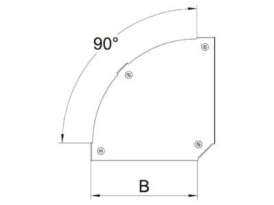 Mazeichnung 1 OBO DFBM 90 400 FS Deckel Bogen 90Grad B 400mm