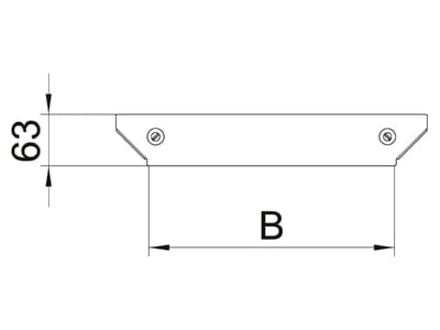 Dimensional drawing 1 OBO DFAAM 100 FS Add on tee cover for cable tray 100mm
