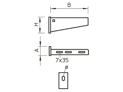 Mazeichnung 1 OBO AW 55 21 A4 Wand  und Stielausleger B 210mm