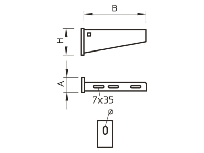 Mazeichnung 1 OBO AW 55 41 A4 Wand  und Stielausleger B 410mm